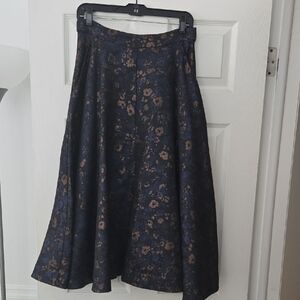 Floral Navy A-Line Skirt